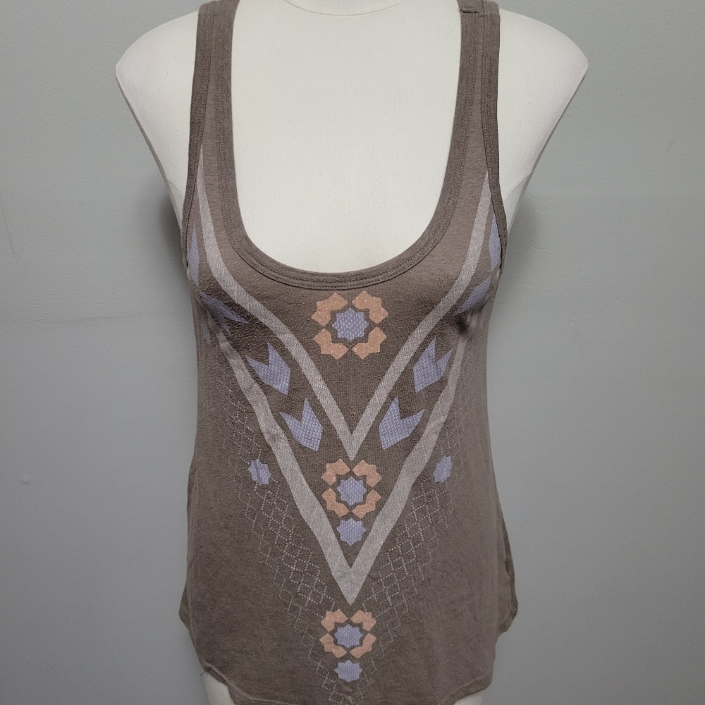 American Eagle pale brown burnout graphic racerback tank size small